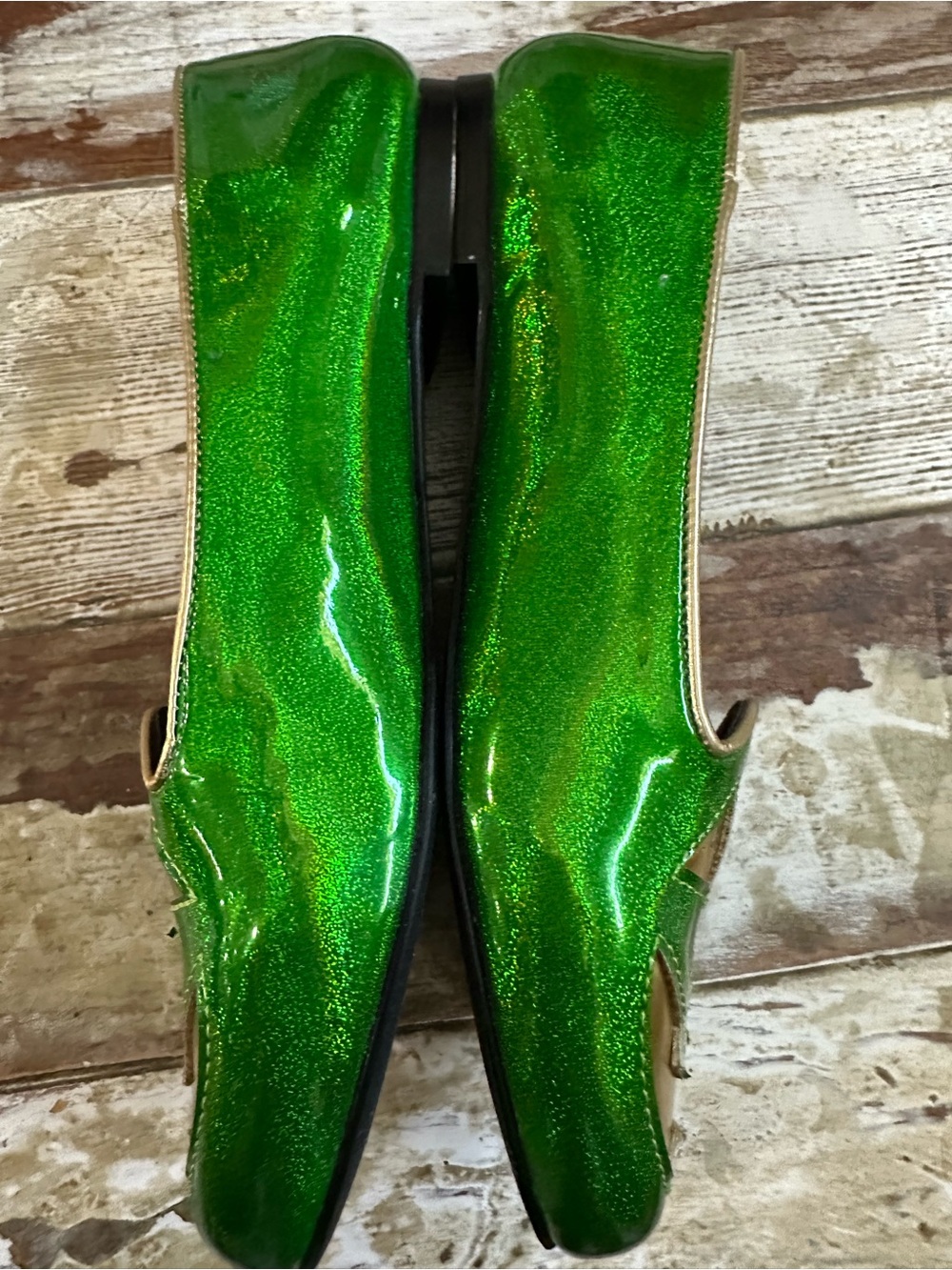 Green/Gold Holo Jack-O-Lantern Flats size 8 - Picture 5 of 8